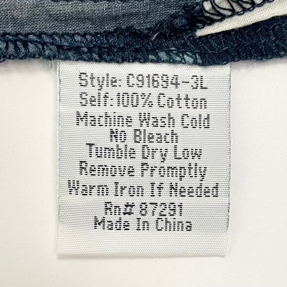 Johnny Was Blue Floral Cotton Side Slit Tunic Top - Picture 9 of 9